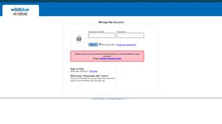 Manage My Account - wildblue.net Customer Portal | Login Page