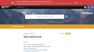 Ghost Recon HQ FAQ - Ubisoft Support
