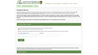 Customer Search - California Department of Fish and Wildlife