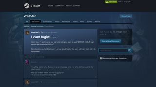 I cant login!! -.- :: WildStar General Discussions - Steam Community