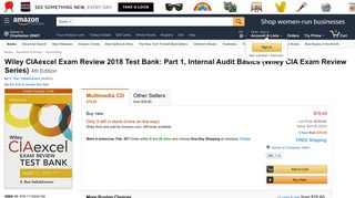 Wiley CIAexcel Exam Review 2018 Test Bank: Part 1, Internal Audit ...