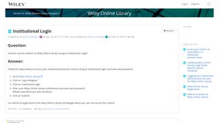 Institutional Login | Wiley