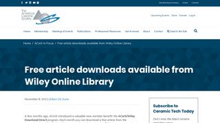 Free article downloads available from Wiley Online Library | The ...