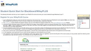 Student QuickStart - WileyPLUS