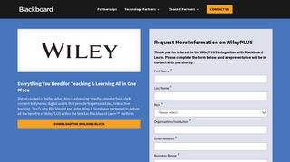Partnership Details for WileyPLUS | Blackboard