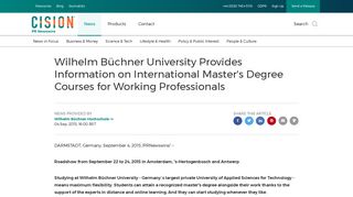 Wilhelm Büchner University Provides Information on International ...