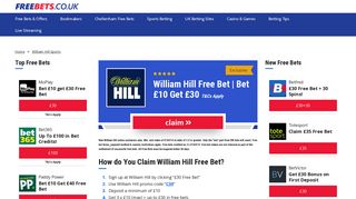 William Hill Free Bet offer - Bet £10 Get £30 | Freebets.co.uk