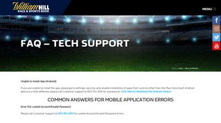 FAQ - TECH SUPPORT - William Hill US - The Home of Betting