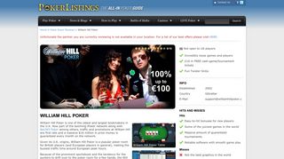 William Hill Poker Room Review | Exclusive Bonus & Freerolls