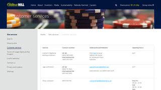 William Hill Plc: Customer services - Site services