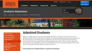 Admitted Students - William Paterson University