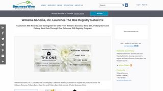 Williams-Sonoma, Inc. Launches The One Registry ... - Business Wire