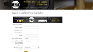Williams Shooter Supply - Request Access/New Dealer Information