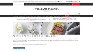 Please Update your Registry Login | Williams Sonoma