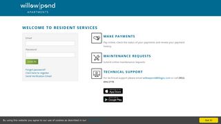 Login to Willow Pond Resident Services | Willow Pond - RENTCafe