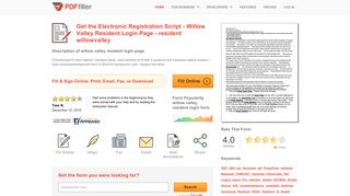 Willow Valley Resident Login Page - PDFfiller