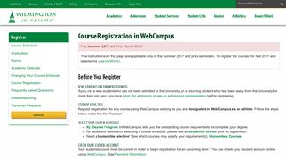 Course Registration in WebCampus | Wilmington University