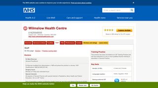 Staff - Wilmslow Health Centre - NHS