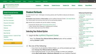 Student Refunds | Wilmington University