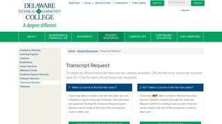 Transcript Request | Delaware Technical Community College