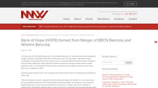 Bank of Hope (HOPE) formed from Merger of BBCN Bancorp and ...