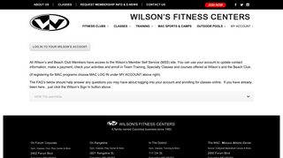 MEMBER ACCOUNT LOG IN - Wilsons Fitness