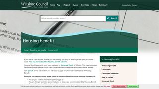 Housing benefit - Wiltshire Council