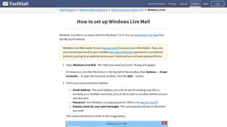 How to set up Windows Live Mail | FastMail