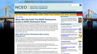 When Will I Be Paid? The ESOP Participant's Guide to ESOP ... - NCEO