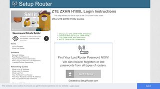 Login to ZTE ZXHN H108L Router - SetupRouter