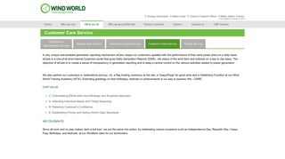 Customer Care Service - Wind World India