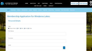 Membership Application - Windaroo Lakes - Windaroo Lakes Golf Club