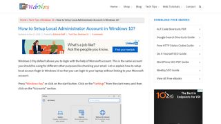 How to Setup Local Administrator Account in Windows 10? » WebNots