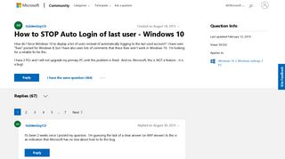 How to STOP Auto Login of last user - Windows 10 - Microsoft Community
