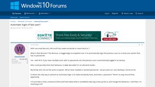 Automatic login of last user? | Windows 10 Forums