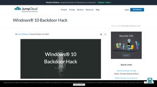 Windows® 10 Backdoor Hack - JumpCloud