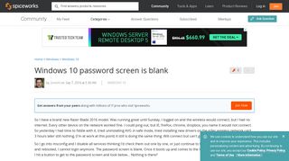 Windows 10 password screen is blank - Spiceworks Community