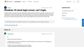 WIndows 10 stuck login screen, can't login - Microsoft Community