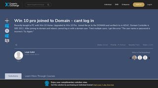 [SOLUTION] Win 10 pro joined to Domain - cant log in