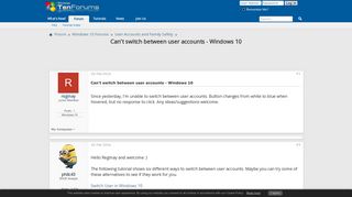 Can't switch between user accounts - Windows 10 - Windows 10 Forums
