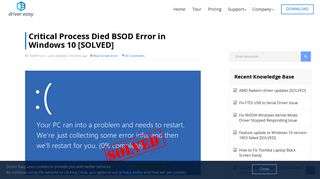Critical Process Died BSOD Error in Windows 10 [SOLVED] - Driver ...