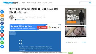 'Critical Process Died' in Windows 10: Fix this Error - Windows Report