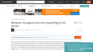 [SOLVED] Windows 10 LogonUI.exe not responding to Ctrl-Alt-Del ...