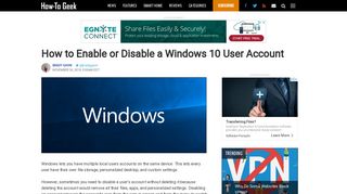 How to Enable or Disable a Windows 10 User Account - How-To Geek