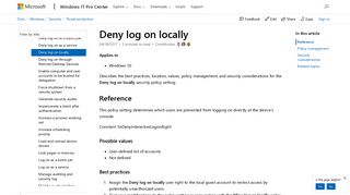 Deny log on locally (Windows 10) | Microsoft Docs