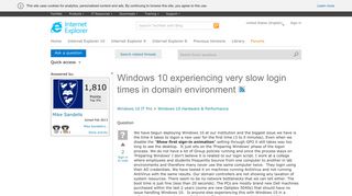 Windows 10 experiencing very slow login times in domain ...