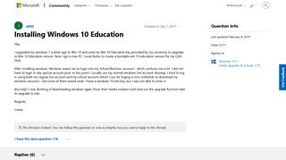 Installing Windows 10 Education - Microsoft Community