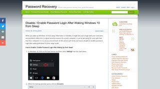 Disable / Enable Password Login After Waking Windows 10 from Sleep