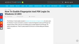 How To Enable Fingerprint And PIN Login On Windows 10 1803