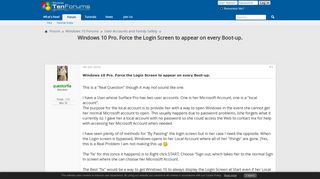Windows 10 Pro. Force the Login Screen to appear on every Boot-up ...